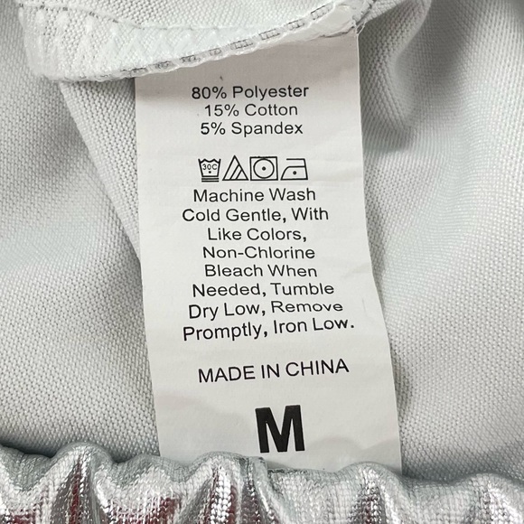 Pumpkino Metallic Disco Shorts Metallic Silver Size Medium - Picture 6 of 7